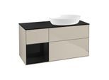 Villeroy und Boch Finion Waschtischunterschrank GA42PHHH 120cm, Abdeckplatte black matt, Emotion, Regale Glossy black lacquer, Sand Matt Lacquer