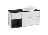 Villeroy und Boch Finion Waschtischunterschrank FA42PDMT 120cm, Abdeckplatte black matt, Regale Black matt lacquer, White matt lacquer
