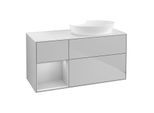 Villeroy und Boch Finion Waschtischunterschrank FA41GJGJ 120cm, Abdeckplatte white matt, Regale Light grey matt lacquer, Light grey matt