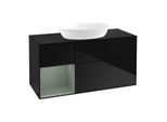 Villeroy und Boch Finion Waschtischunterschrank GA62GMPH 120cm, Abdeckplatte black matt, Emotion, Regale Olive matt lacquer, Glossy Black Lacquer