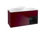 Villeroy und Boch Finion Waschtischunterschrank FA51PHHB 120cm, Abdeckplatte white matt, Regale Glossy black lacquer, Peony Matt