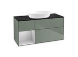 Villeroy und Boch Finion Waschtischunterschrank GA62GJGM 120cm, Abdeckplatte black matt, Emotion, Regale Light grey matt lacquer, Olive Matt Lacquer