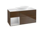 Villeroy und Boch Finion Waschtischunterschrank FA61GJGN 120cm, Abdeckplatte white matt, Regale Light grey matt lacquer, Walnut veneer