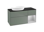 Villeroy und Boch Finion Waschtischunterschrank GA52GJGM 120cm, Abdeckplatte black matt, Emotion, Regale Light grey matt lacquer, Olive Matt Lacquer