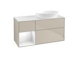 Villeroy und Boch Finion Waschtischunterschrank GA41GFHH 120cm, Abdeckplatte white matt, Emotion, Regale Glossy white lacquer, Sand Matt Lacquer