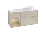 Villeroy und Boch Finion Waschtischunterschrank GA41PCHH 120cm, Abdeckplatte white matt, Emotion, Regale Oak Veneer, Sand Matt Lacquer