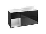 Villeroy und Boch Finion Waschtischunterschrank FA41GJPD 120cm, Abdeckplatte white matt, Regale Light grey matt lacquer, Black matt lacquer