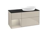 Villeroy und Boch Finion Waschtischunterschrank FA42HHHH 120cm, Abdeckplatte black matt, Regale sand matt lacquer, Sand Matt Lacquer