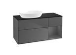 Villeroy und Boch Finion Waschtischunterschrank GA52GKGK 120cm, Abdeckplatte black matt, Emotion, Regale Anthracite matt lacquer, Anthracite matt