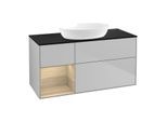 Villeroy und Boch Finion Waschtischunterschrank GA62PCGJ 120cm, Abdeckplatte black matt, Emotion, Regale Oak Veneer, Light grey matt