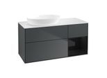 Villeroy und Boch Finion Waschtischunterschrank FA51PHHG 120cm, Abdeckplatte white matt, Regale Glossy black lacquer, Midnight Blue Matt Lacquer