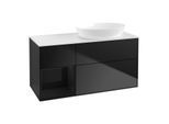 Villeroy und Boch Finion Waschtischunterschrank GA41PHPD 120cm, Abdeckplatte white matt, Emotion, Regale Glossy black lacquer, Black matt lacquer