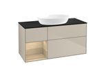 Villeroy und Boch Finion Waschtischunterschrank GA62PCHH 120cm, Abdeckplatte black matt, Emotion, Regale Oak Veneer, Sand Matt Lacquer