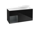 Villeroy und Boch Finion Waschtischunterschrank GA41HGPH 120cm, Abdeckplatte white matt, Emotion, Regale Midnight matt lacquer, Glossy Black Lacquer