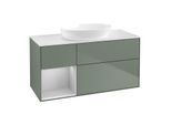 Villeroy und Boch Finion Waschtischunterschrank GA61GJGM 120cm, Abdeckplatte white matt, Emotion, Regale Light grey matt lacquer, Olive Matt Lacquer
