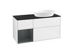 Villeroy und Boch Finion Waschtischunterschrank GA42HGGF 120cm, Abdeckplatte black matt, Emotion, Regale Midnight matt lacquer, Glossy white lacquer
