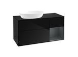 Villeroy und Boch Finion Waschtischunterschrank FA52HGPH 120cm, Abdeckplatte black matt, Regale Midnight matt lacquer, Glossy Black Lacquer