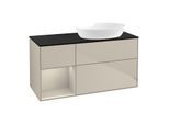 Villeroy und Boch Finion Waschtischunterschrank GA42HHHH 120cm, Abdeckplatte black matt, Emotion, Regale sand matt lacquer, Sand Matt Lacquer