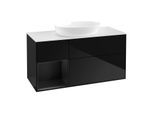Villeroy und Boch Finion Waschtischunterschrank GA61PDPH 120cm, Abdeckplatte white matt, Emotion, Regale Black matt lacquer, Glossy Black Lacquer