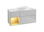 Villeroy und Boch Finion Waschtischunterschrank GA61HFGJ 120cm, Abdeckplatte white matt, Emotion, Regale Gold matt lacquer, Light grey matt