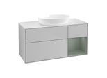 Villeroy und Boch Finion Waschtischunterschrank GA71GMGJ 120cm, Abdeckplatte white matt, Emotion, Regale Olive matt lacquer, Light grey matt