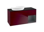 Villeroy und Boch Finion Waschtischunterschrank FA52HGHB 120cm, Abdeckplatte black matt, Regale Midnight matt lacquer, Peony Matt
