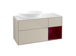 Villeroy und Boch Finion Waschtischunterschrank GA51HBHH 120cm, Abdeckplatte white matt, Emotion, Regale Peony matt lacquer, Sand Matt Lacquer