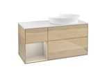 Villeroy und Boch Finion Waschtischunterschrank FA41HHPC 120cm, Abdeckplatte white matt, Regale sand matt lacquer, Oak Veneer
