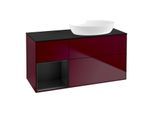 Villeroy und Boch Finion Waschtischunterschrank FA42PDHB 120cm, Abdeckplatte black matt, Regale Black matt lacquer, Peony Matt