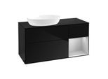 Villeroy und Boch Finion Waschtischunterschrank FA52GJPH 120cm, Abdeckplatte black matt, Regale Light grey matt lacquer, Glossy Black Lacquer