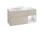 Villeroy und Boch Finion Waschtischunterschrank FA51MTHH 120cm, Abdeckplatte white matt, Regale White matt lacquer, Sand Matt Lacquer