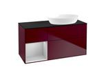 Villeroy und Boch Finion Waschtischunterschrank GA42GJHB 120cm, Abdeckplatte black matt, Emotion, Regale Light grey matt lacquer, Peony Matt