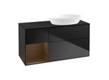 Villeroy und Boch Finion Waschtischunterschrank FA42GNPD 120cm, Abdeckplatte black matt, Regale Walnut Veneer, Black matt lacquer
