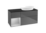 Villeroy und Boch Finion Waschtischunterschrank GA42GJGK 120cm, Abdeckplatte black matt, Emotion, Regale Light grey matt lacquer, Anthracite matt