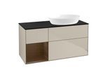 Villeroy und Boch Finion Waschtischunterschrank GA42GNHH 120cm, Abdeckplatte black matt, Emotion, Regale Walnut Veneer, Sand Matt Lacquer