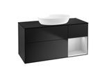 Villeroy und Boch Finion Waschtischunterschrank FA72GJPD 120cm, Abdeckplatte black matt, Regale Light grey matt lacquer, Black matt lacquer