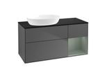 Villeroy und Boch Finion Waschtischunterschrank FA52GMGK 120cm, Abdeckplatte black matt, Regale Olive matt lacquer, Anthracite matt