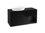 Villeroy und Boch Finion Waschtischunterschrank FA52PDPH 120cm, Abdeckplatte black matt, Regale Black matt lacquer, Glossy Black Lacquer