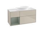 Villeroy und Boch Finion Waschtischunterschrank GA61GMHH 120cm, Abdeckplatte white matt, Emotion, Regale Olive matt lacquer, Sand Matt Lacquer