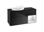 Villeroy und Boch Finion Waschtischunterschrank FA52MTPD 120cm, Abdeckplatte black matt, Regale White matt lacquer, Black matt lacquer