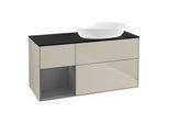 Villeroy und Boch Finion Waschtischunterschrank FA42GKHH 120cm, Abdeckplatte black matt, Regale Anthracite matt lacquer, Sand Matt Lacquer