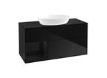 Villeroy und Boch Finion Waschtischunterschrank GA62PHPH 120cm, Abdeckplatte black matt, Emotion, Regale Glossy black lacquer, Glossy Black Lacquer