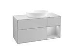 Villeroy und Boch Finion Waschtischunterschrank GA71GJGJ 120cm, Abdeckplatte white matt, Emotion, Regale Light grey matt lacquer, Light grey matt