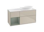 Villeroy und Boch Finion Waschtischunterschrank GA41GMHH 120cm, Abdeckplatte white matt, Emotion, Regale Olive matt lacquer, Sand Matt Lacquer