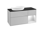 Villeroy und Boch Finion Waschtischunterschrank FA52MTGJ 120cm, Abdeckplatte black matt, Regale White matt lacquer, Light grey matt