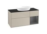 Villeroy und Boch Finion Waschtischunterschrank FA72GKHH 120cm, Abdeckplatte black matt, Regale Anthracite matt lacquer, Sand Matt Lacquer