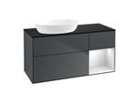 Villeroy und Boch Finion Waschtischunterschrank FA52MTHG 120cm, Abdeckplatte black matt, Regale White matt lacquer, Midnight Blue Matt Lacquer