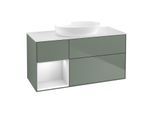 Villeroy und Boch Finion Waschtischunterschrank GA61MTGM 120cm, Abdeckplatte white matt, Emotion, Regale White matt lacquer, Olive Matt Lacquer