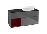 Villeroy und Boch Finion Waschtischunterschrank FA42HBGK 120cm, Abdeckplatte black matt, Regale Peony matt lacquer, Anthracite matt