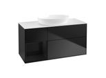 Villeroy und Boch Finion Waschtischunterschrank GA61PHPD 120cm, Abdeckplatte white matt, Emotion, Regale Glossy black lacquer, Black matt lacquer